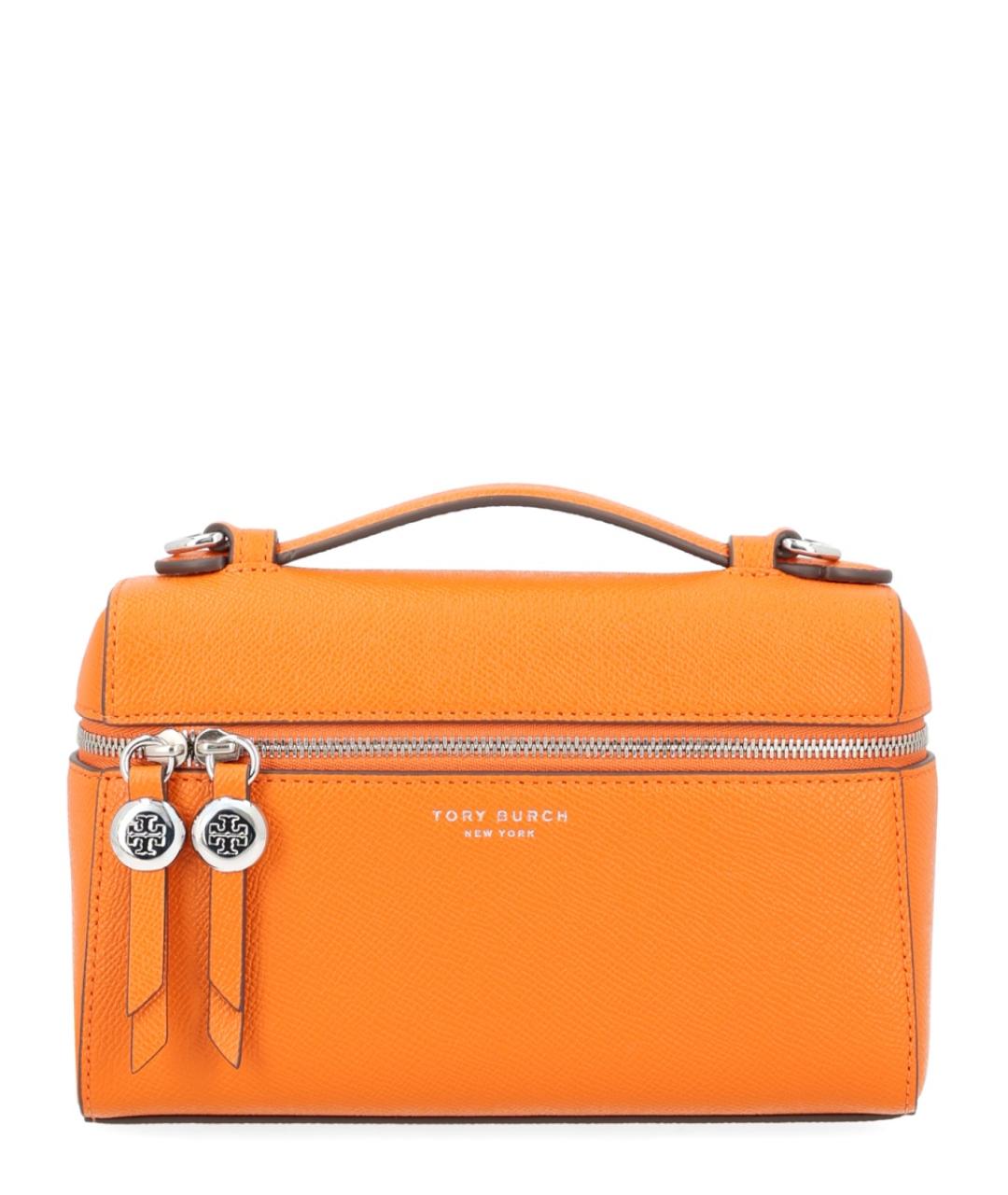 TORY BURCH Оранжевая кожаная сумка с короткими ручками, фото 1