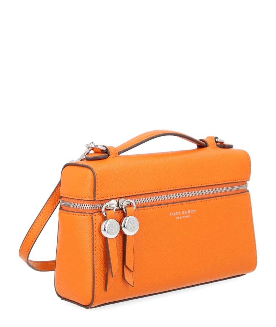 TORY BURCH Оранжевая кожаная сумка с короткими ручками, фото 2