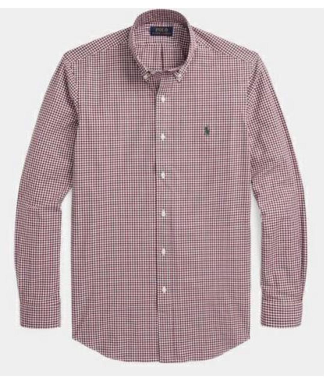 POLO RALPH LAUREN Бордовая хлопковая классическая рубашка, фото 8
