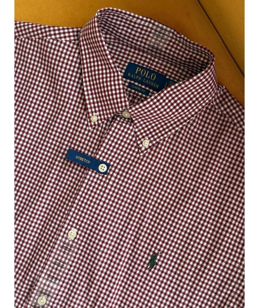 POLO RALPH LAUREN Бордовая хлопковая классическая рубашка, фото 3