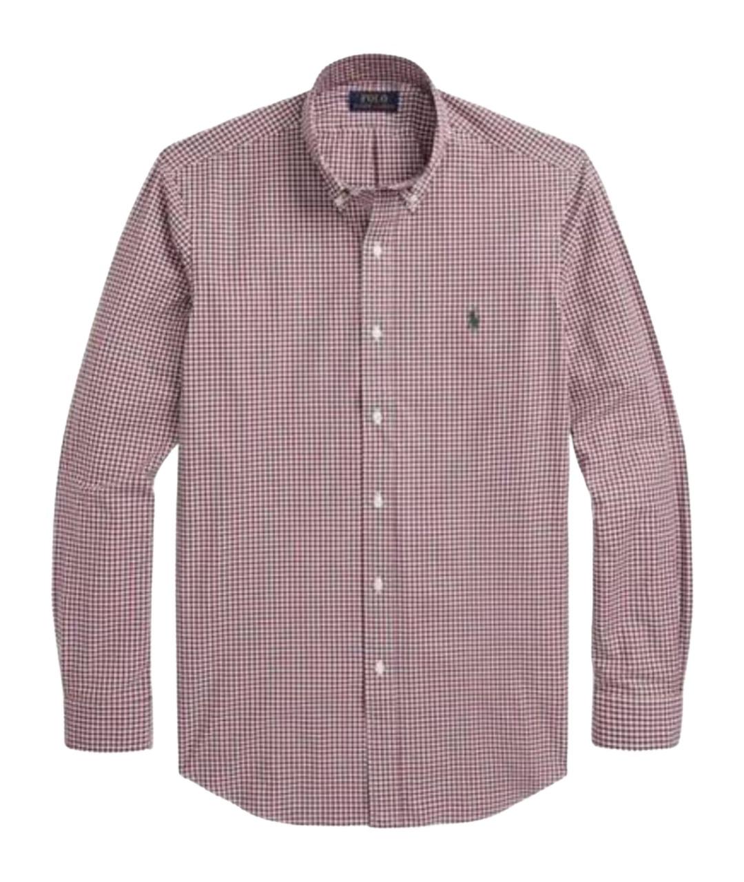 POLO RALPH LAUREN Бордовая хлопковая классическая рубашка, фото 9