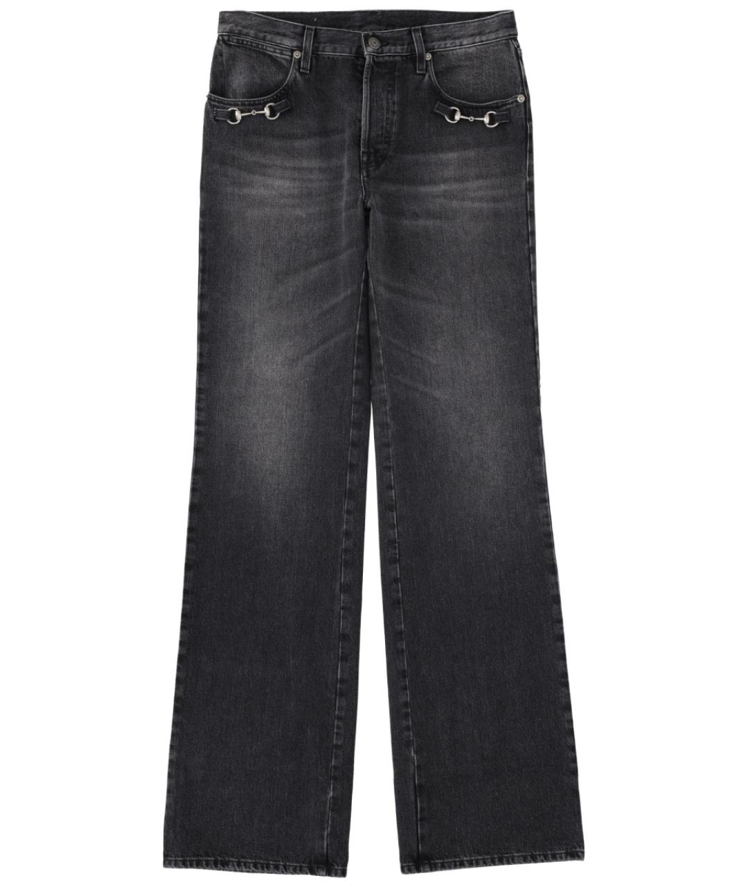 GUCCI Антрацитовые хлопковые прямые джинсы, фото 1