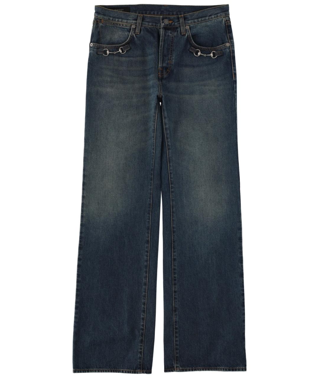 GUCCI Синие хлопковые прямые джинсы, фото 1