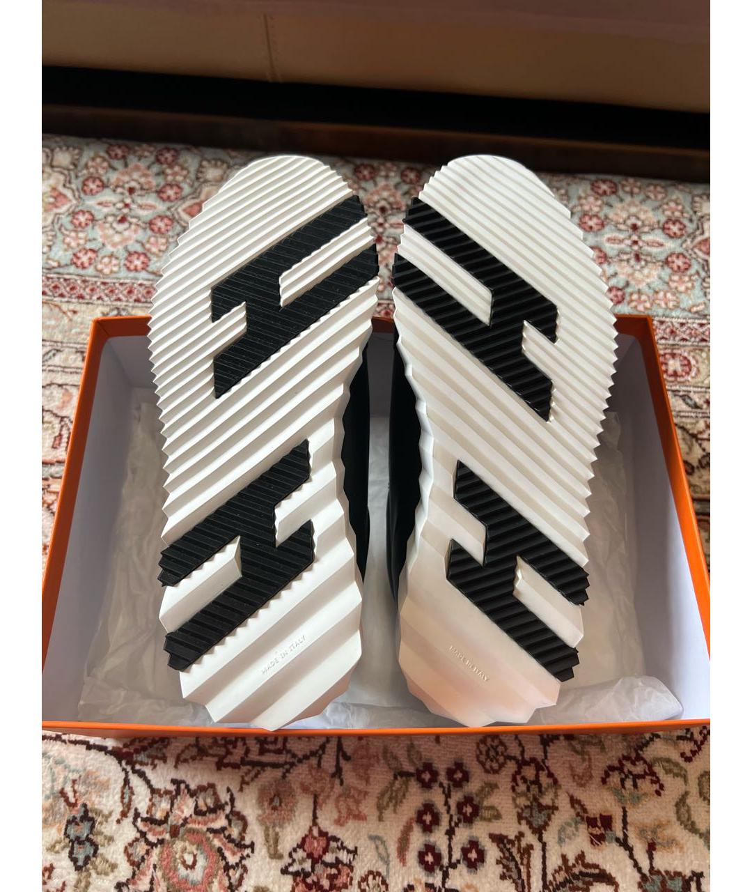 HERMES Черные кожаные кроссовки, фото 5