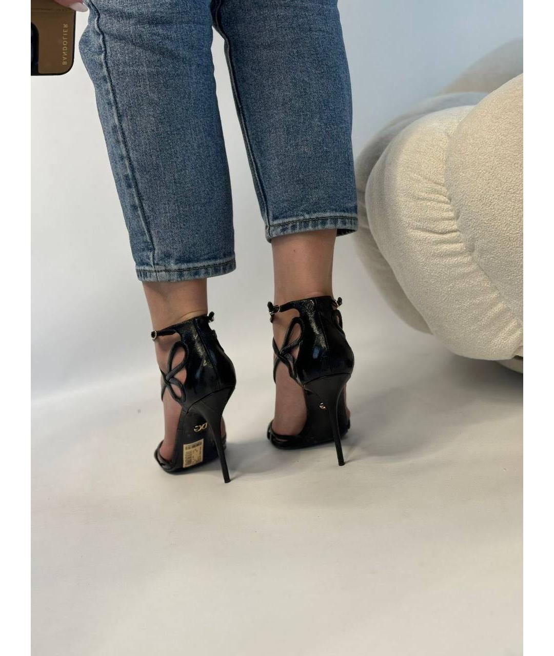 DOLCE&GABBANA Черные кожаные босоножки, фото 4