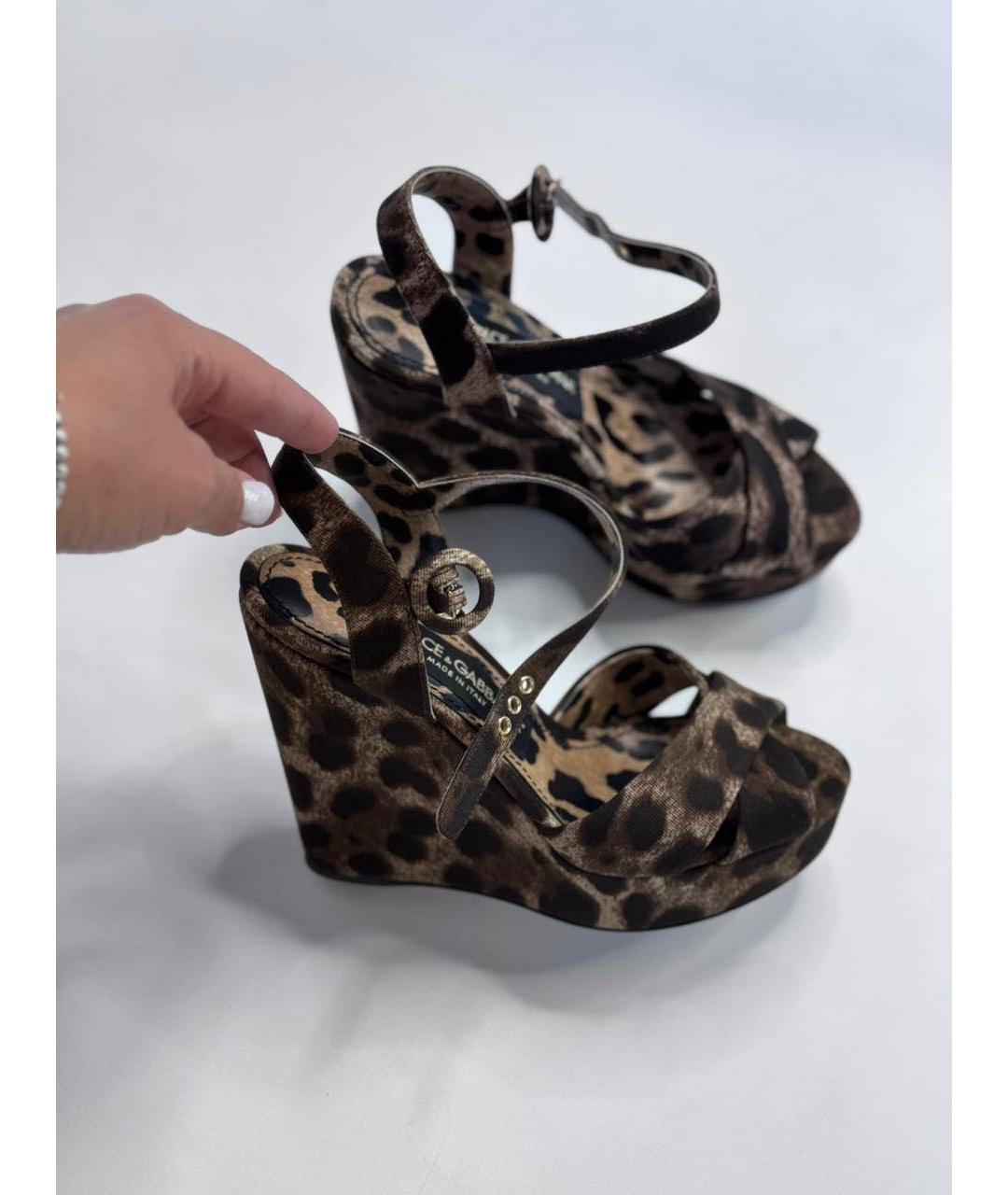 DOLCE&GABBANA Коричневые текстильные босоножки, фото 8