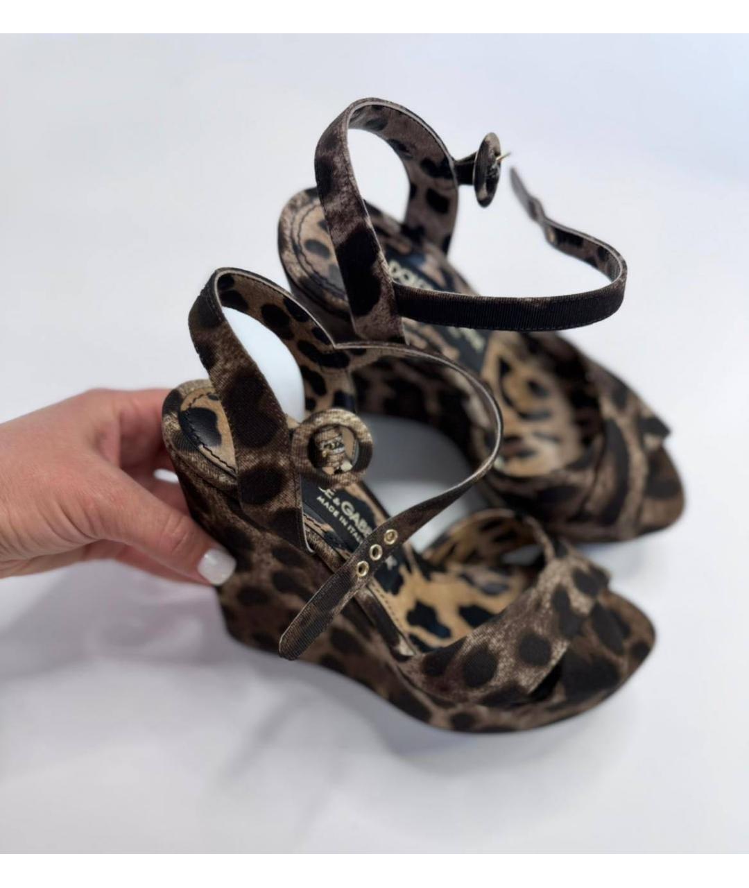 DOLCE&GABBANA Коричневые текстильные босоножки, фото 3