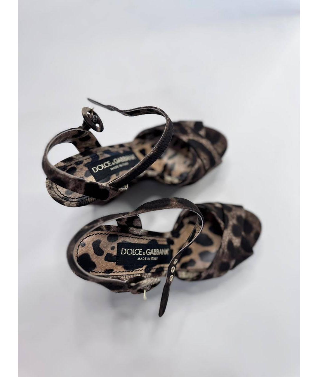 DOLCE&GABBANA Коричневые текстильные босоножки, фото 2