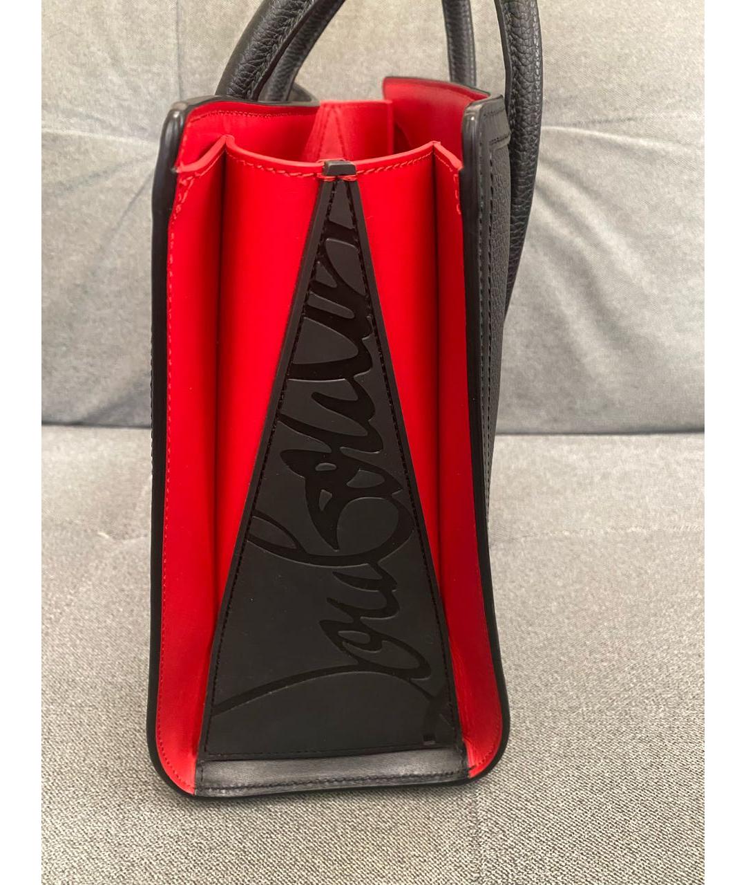 CHRISTIAN LOUBOUTIN Черная кожаная сумка тоут, фото 2