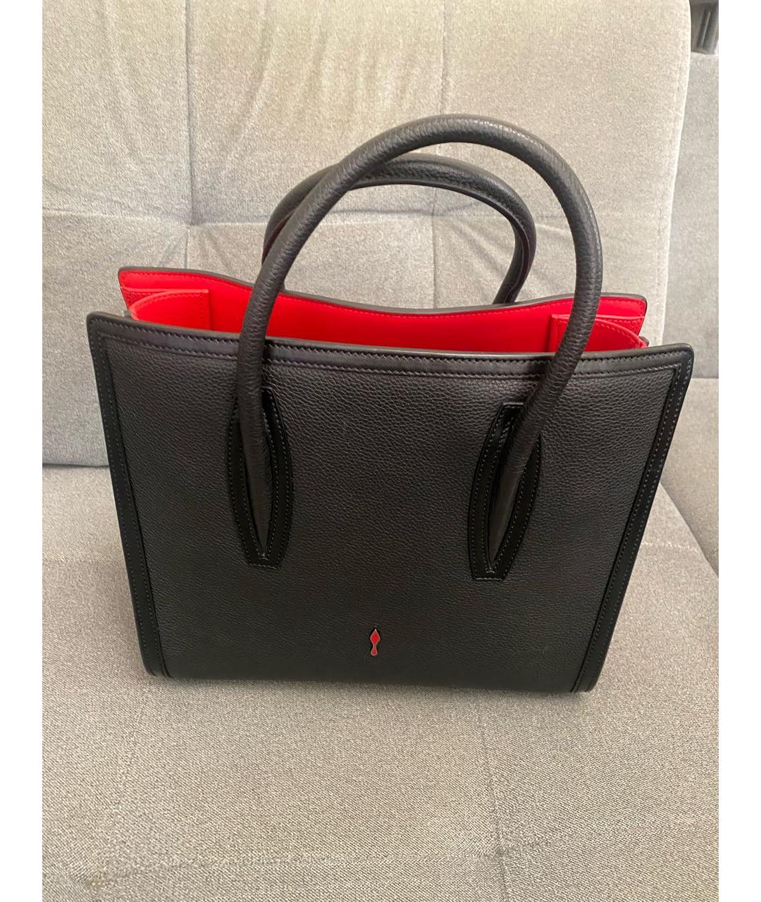 CHRISTIAN LOUBOUTIN Черная кожаная сумка тоут, фото 3