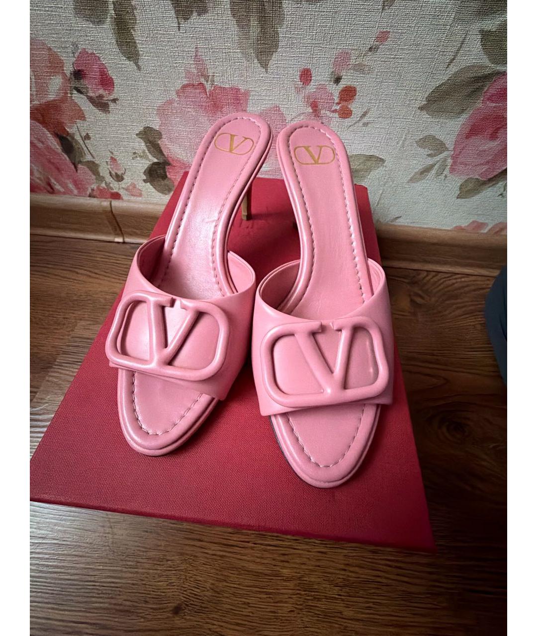VALENTINO Розовые кожаные босоножки, фото 2