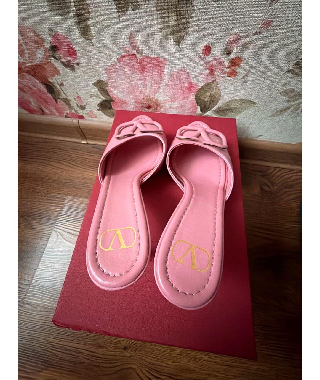 VALENTINO Розовые кожаные босоножки, фото 3