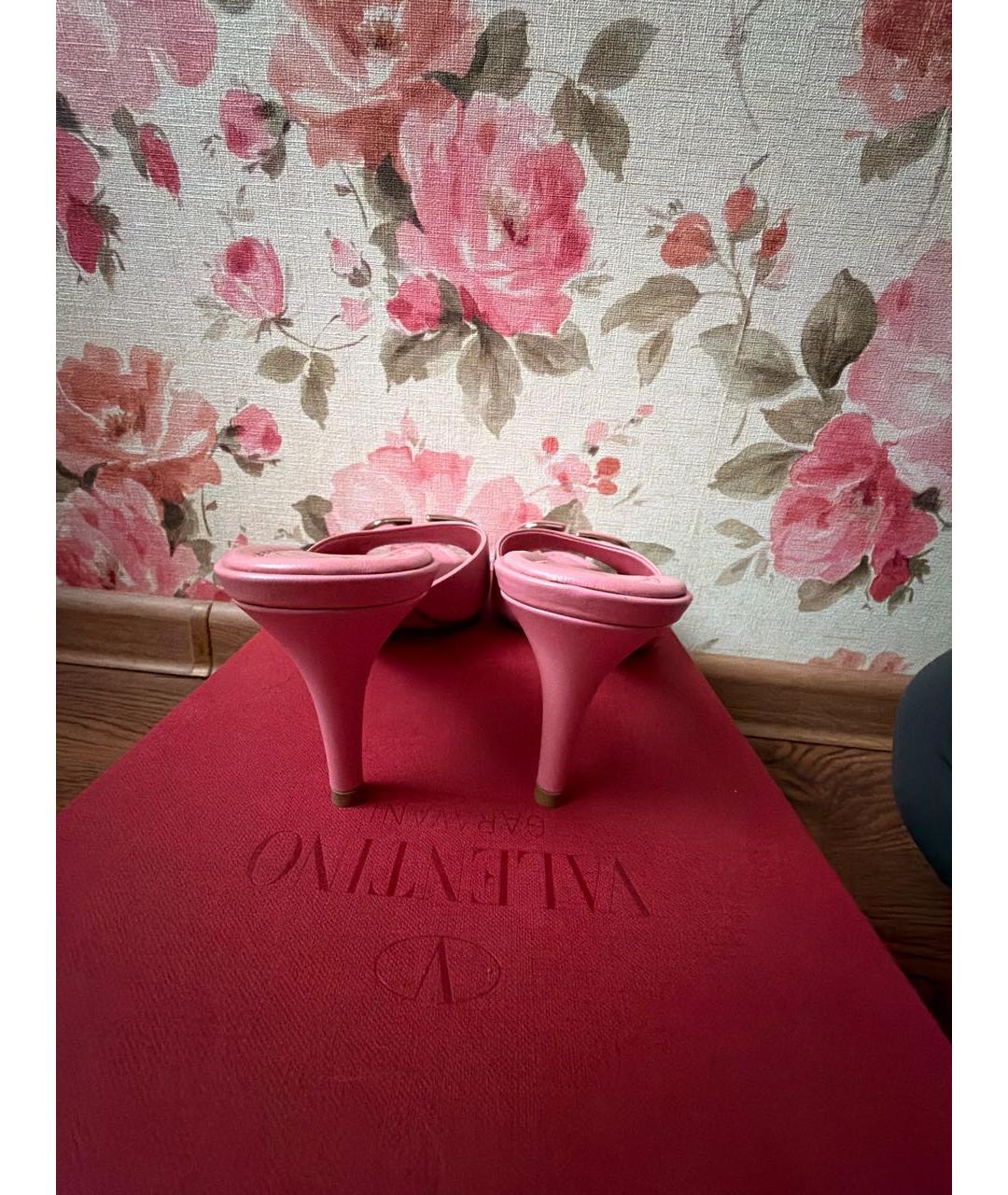 VALENTINO Розовые кожаные босоножки, фото 4