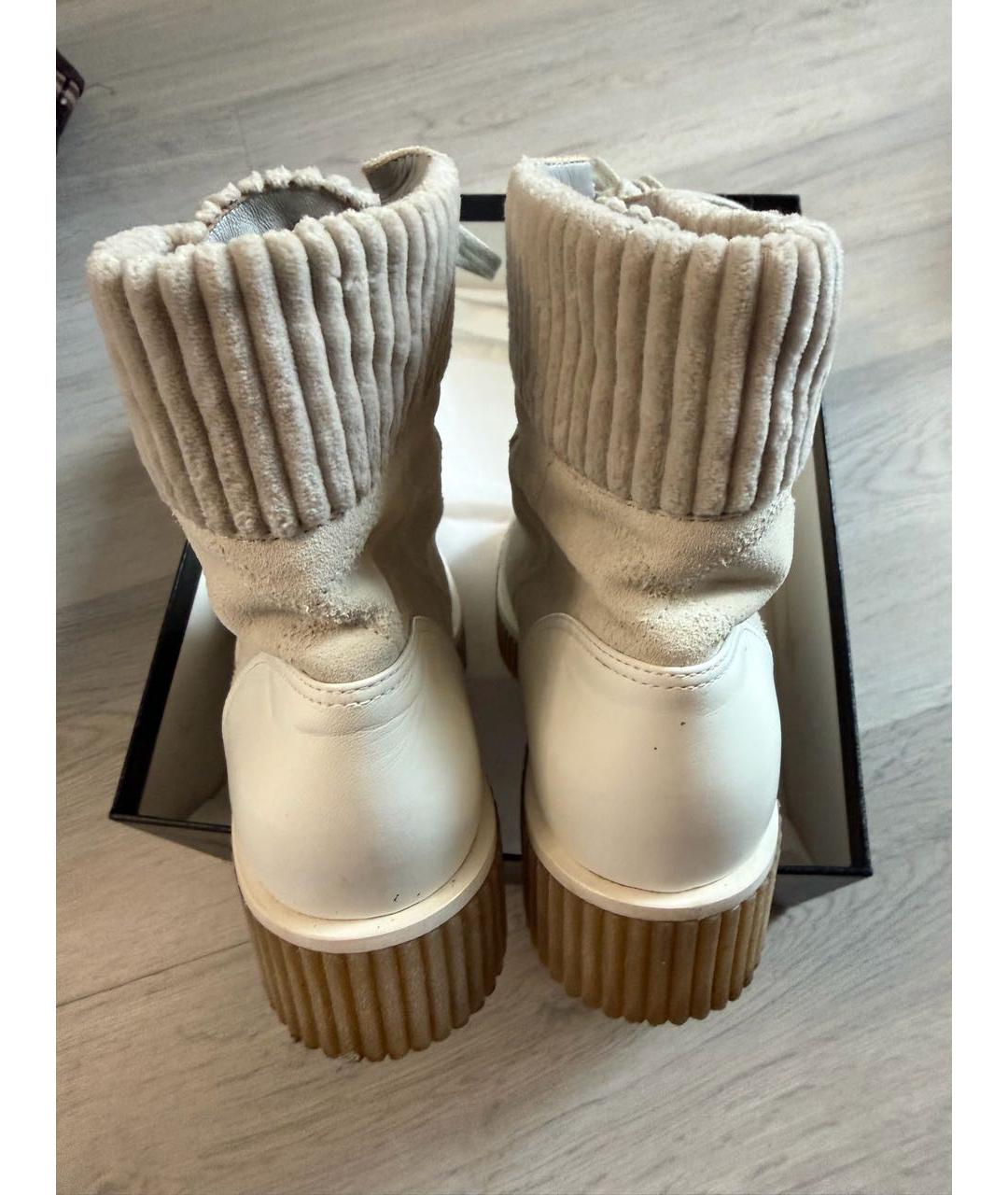 CHANEL Бежевые кожаные ботинки, фото 5