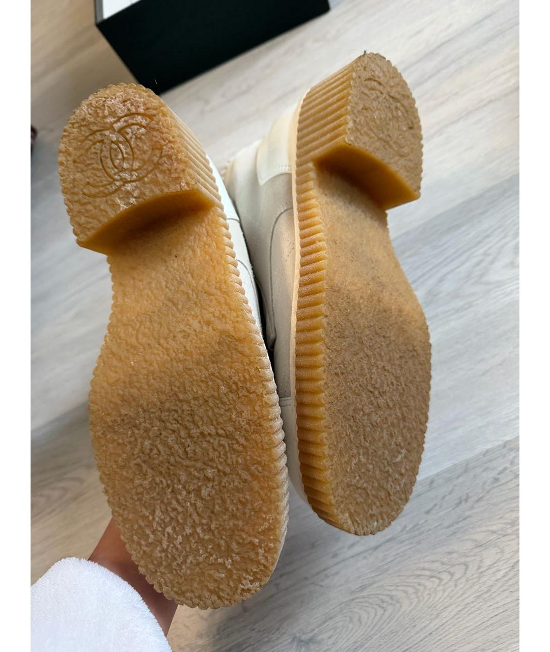 CHANEL Бежевые кожаные ботинки, фото 6