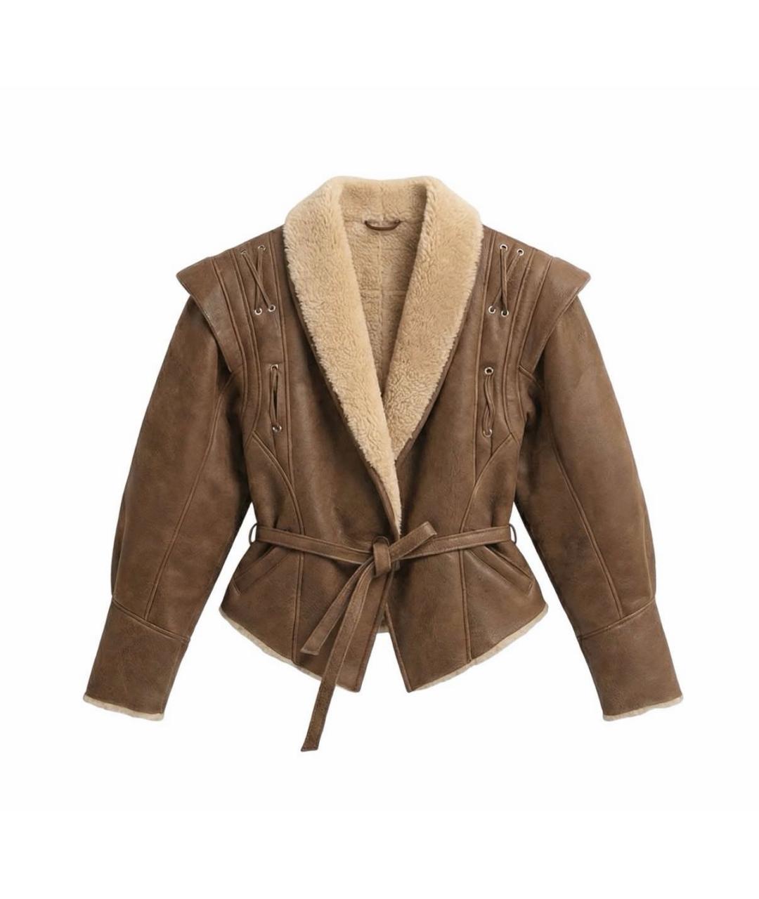 SAGA Коричневая шерстяная дубленка, фото 5