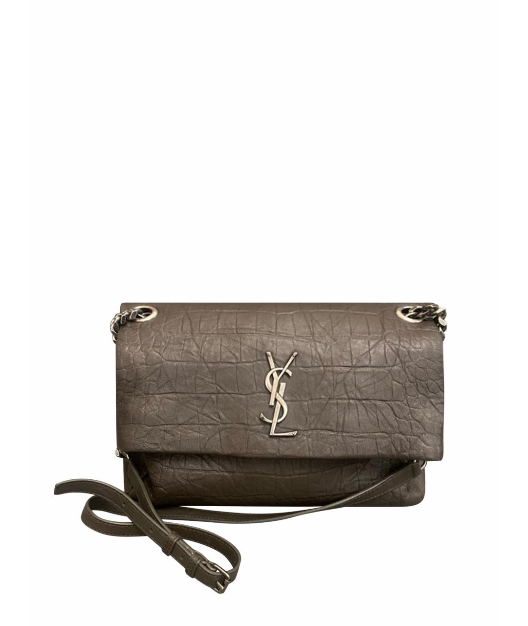 SAINT LAURENT Коричневая кожаная сумка через плечо, фото 1