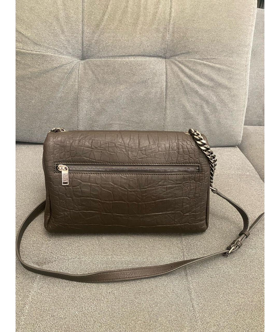 SAINT LAURENT Коричневая кожаная сумка через плечо, фото 3