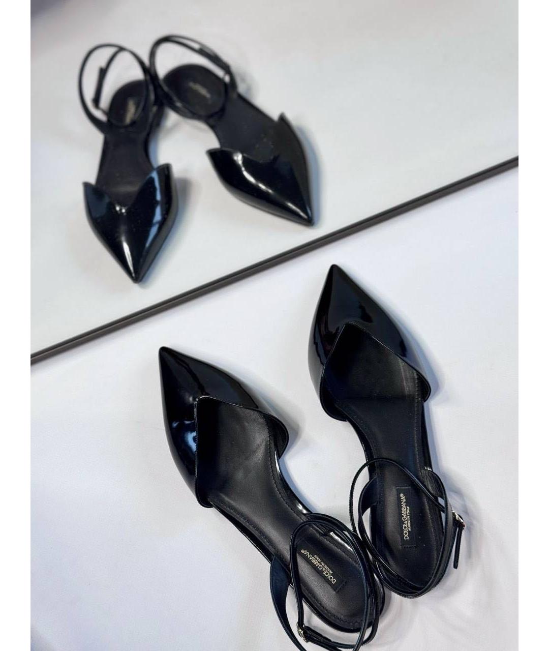 DOLCE&GABBANA Черные кожаные балетки, фото 2