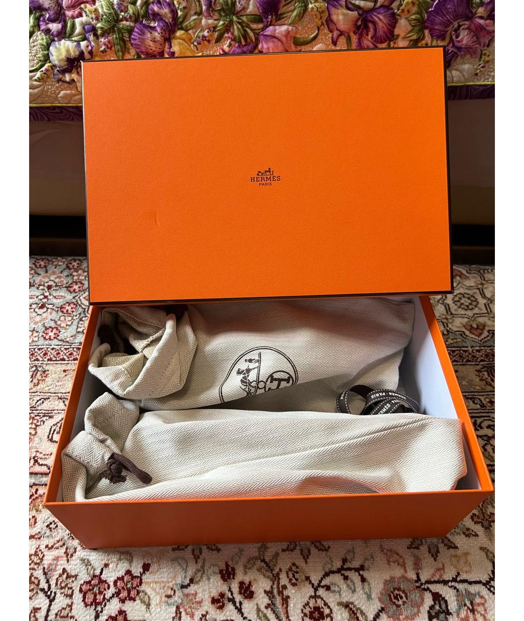 HERMES Бордовые кожаные лодочки на низком каблуке, фото 6