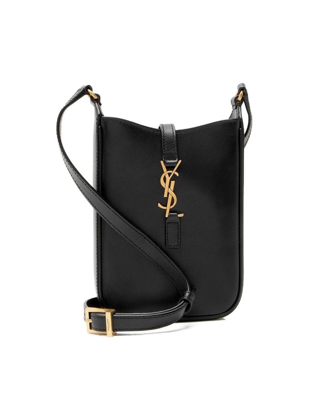 SAINT LAURENT Черная кожаная сумка через плечо, фото 8