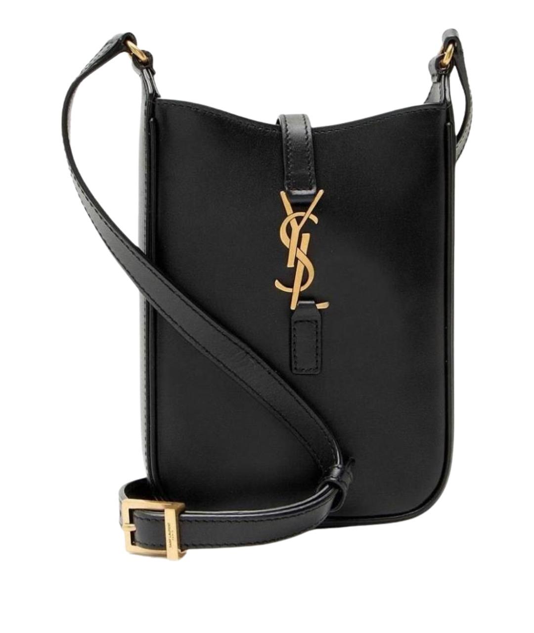 SAINT LAURENT Черная кожаная сумка через плечо, фото 1
