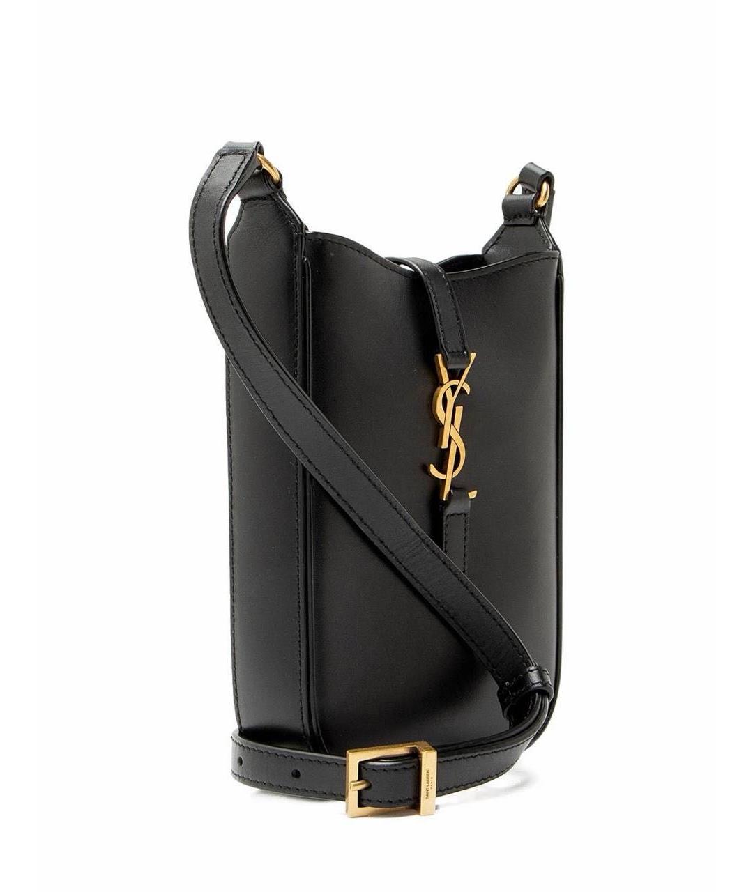 SAINT LAURENT Черная кожаная сумка через плечо, фото 5