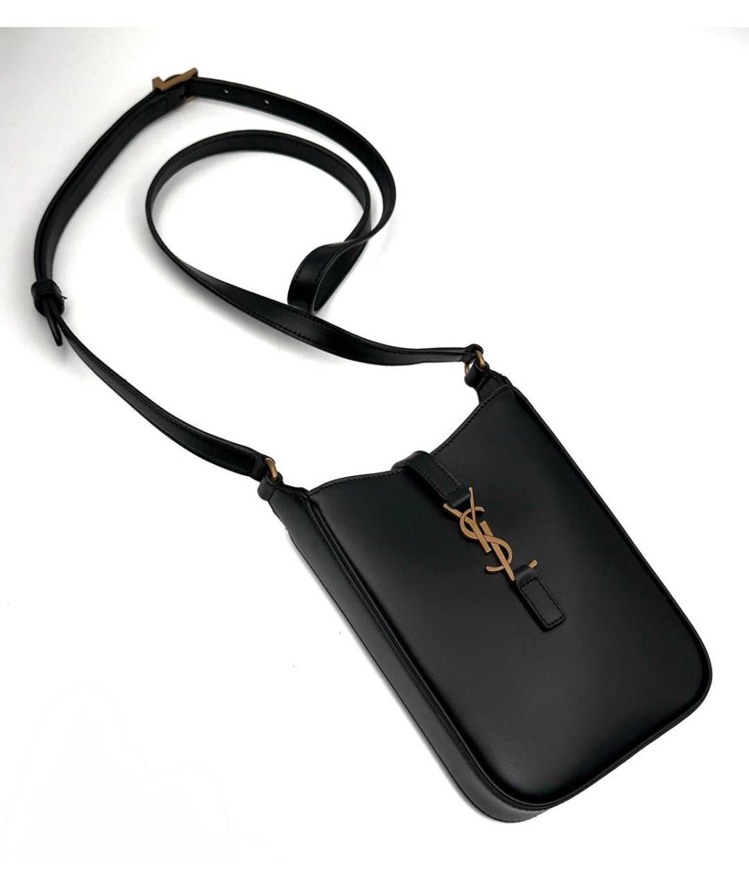 SAINT LAURENT Черная кожаная сумка через плечо, фото 6