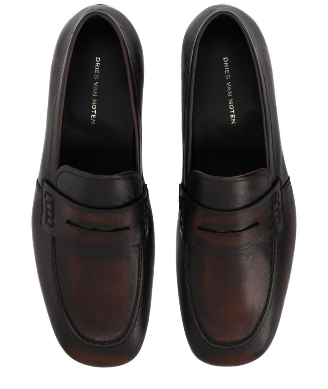 DRIES VAN NOTEN Коричневые кожаные лоферы, фото 6