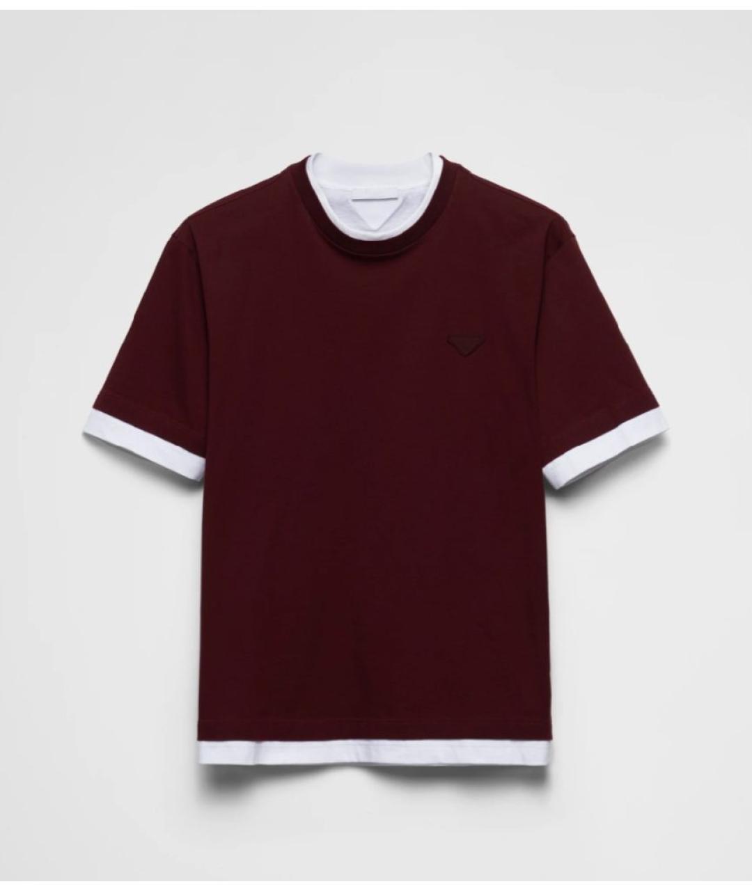 PRADA Бордовая хлопковая футболка, фото 5