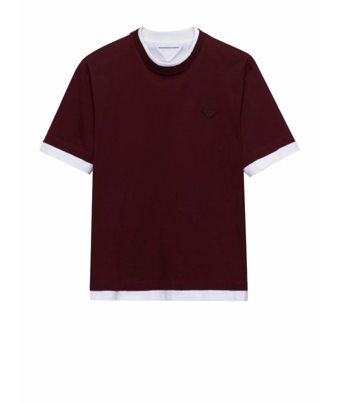PRADA Бордовая хлопковая футболка, фото 1