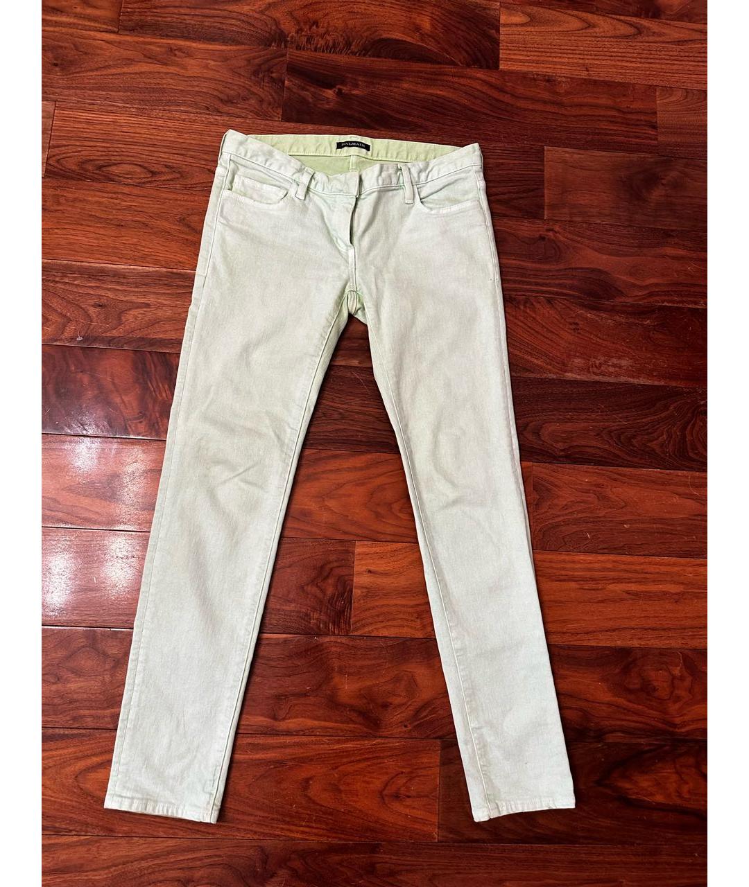 BALMAIN Салатовые хлопковые прямые джинсы, фото 6