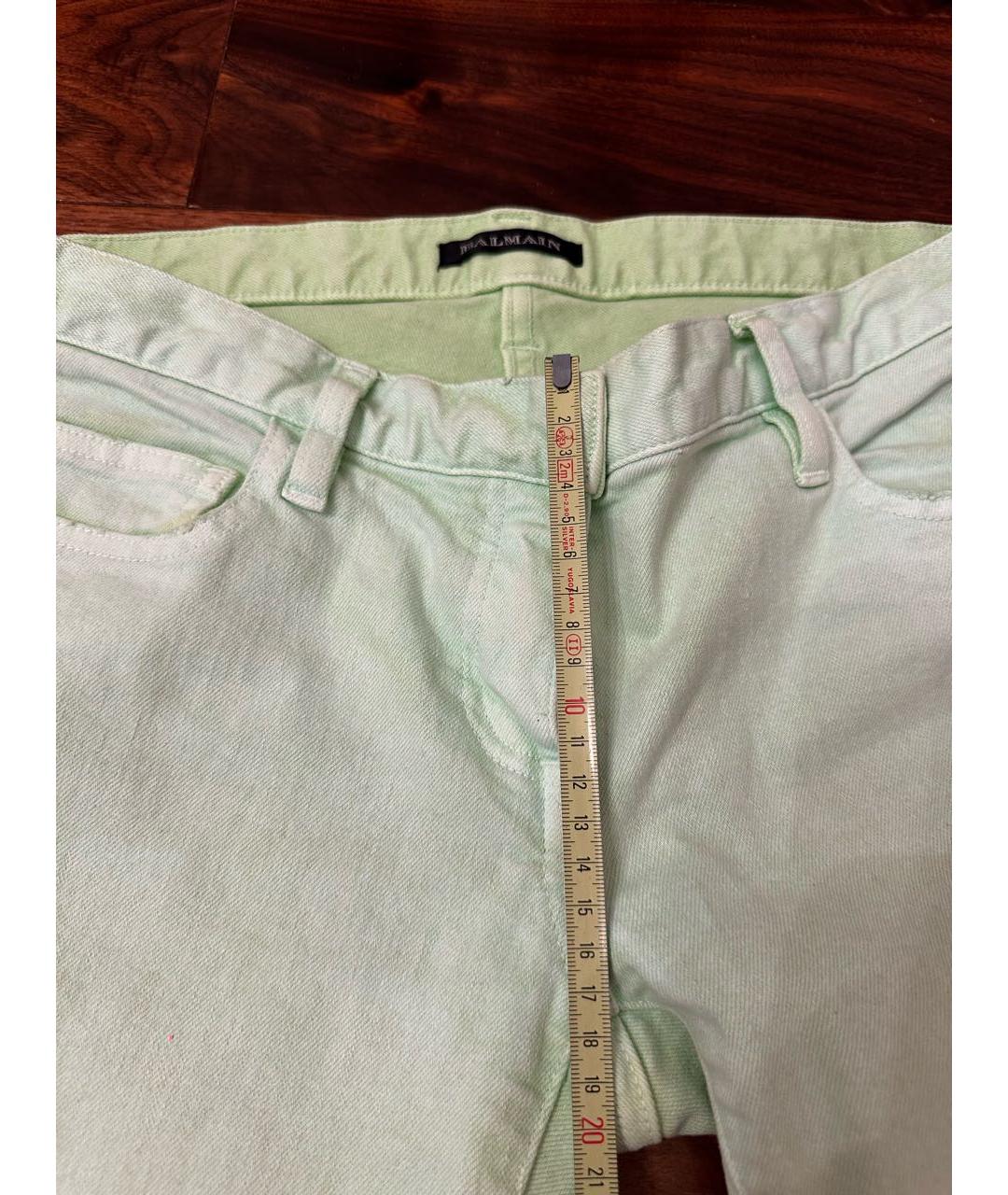 BALMAIN Салатовые хлопковые прямые джинсы, фото 3