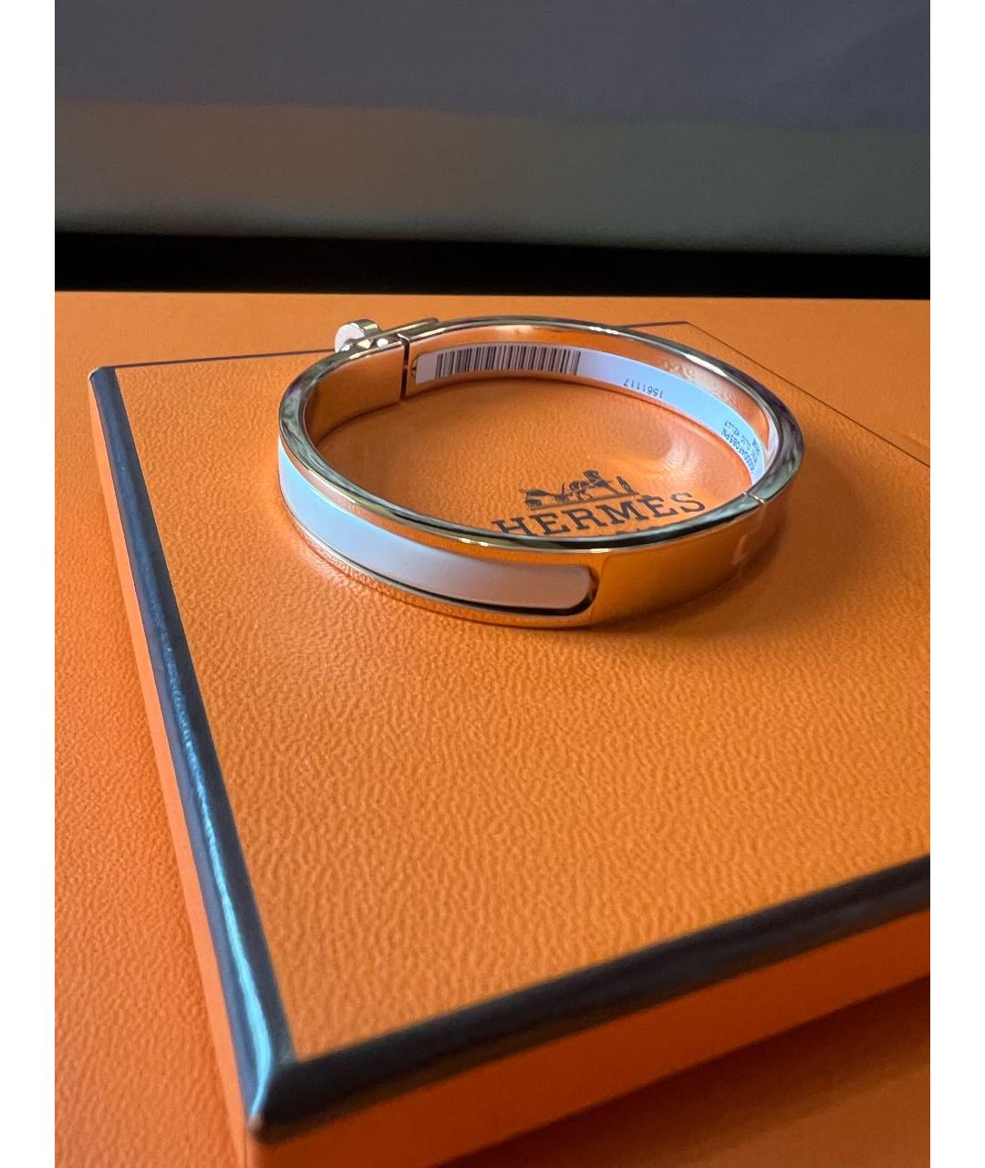 HERMES Белый металлический браслет, фото 3
