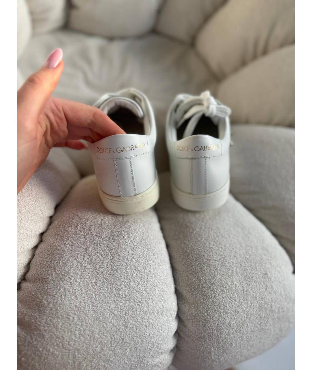 DOLCE&GABBANA Белые кожаные кеды, фото 4