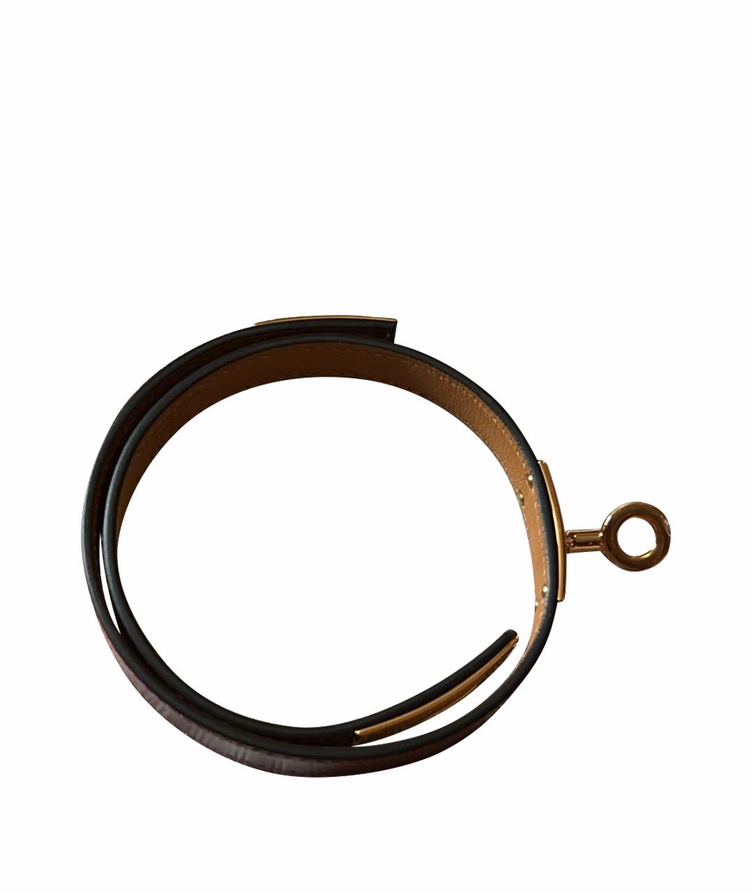 HERMES Бордовый кожаный браслет, фото 1