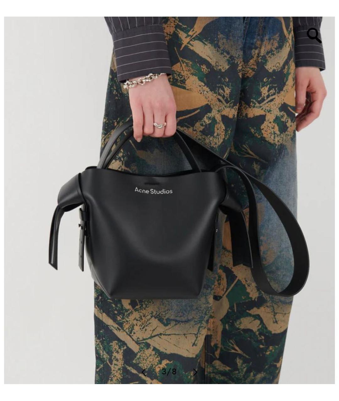 ACNE STUDIOS Черная кожаная сумка через плечо, фото 7