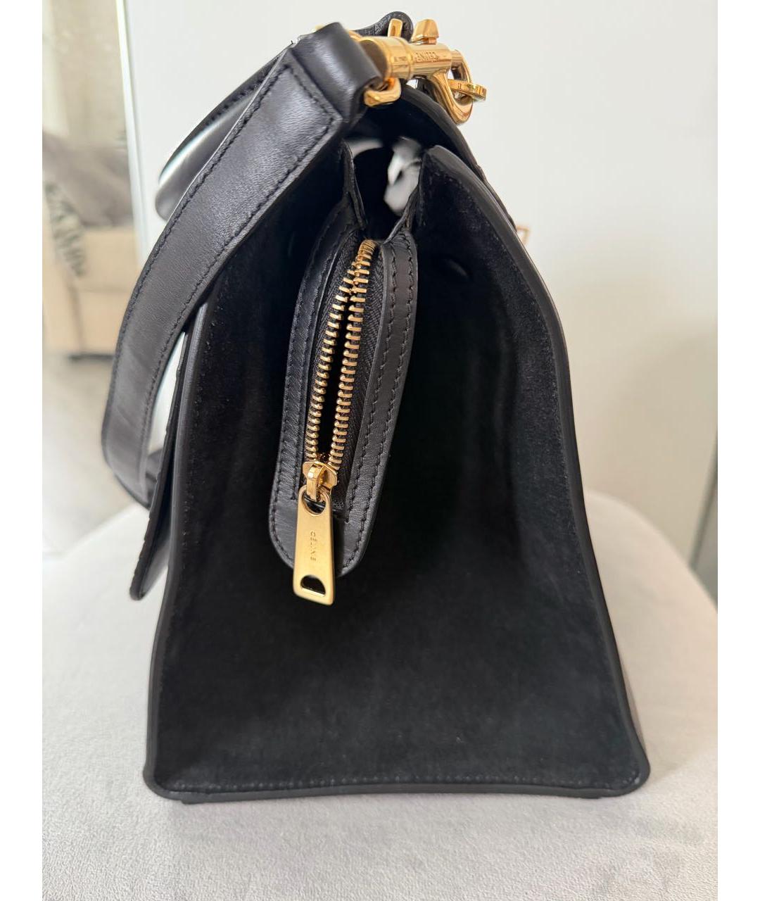 CELINE Черная сумка с короткими ручками из экзотической кожи, фото 2