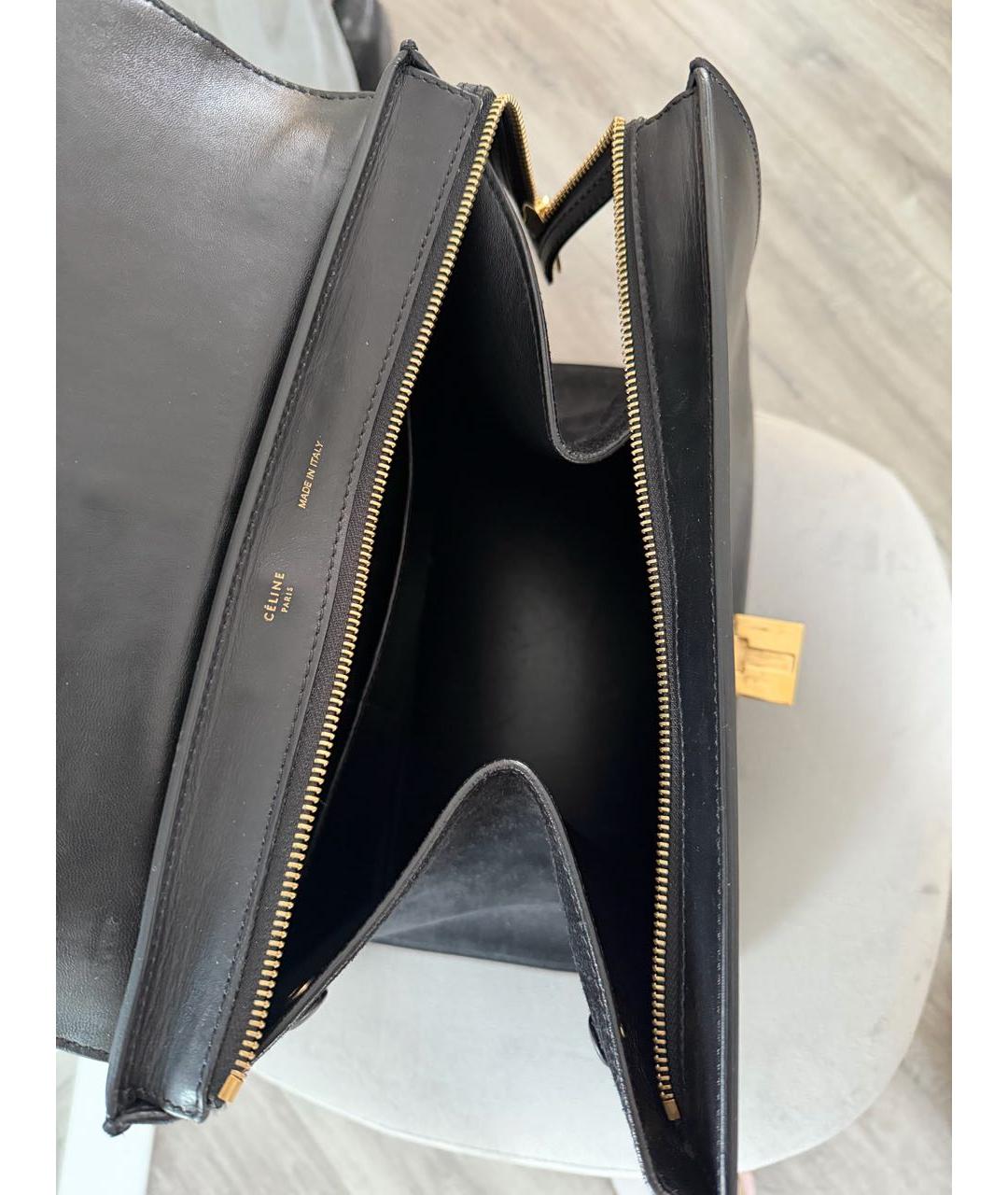 CELINE Черная сумка с короткими ручками из экзотической кожи, фото 4