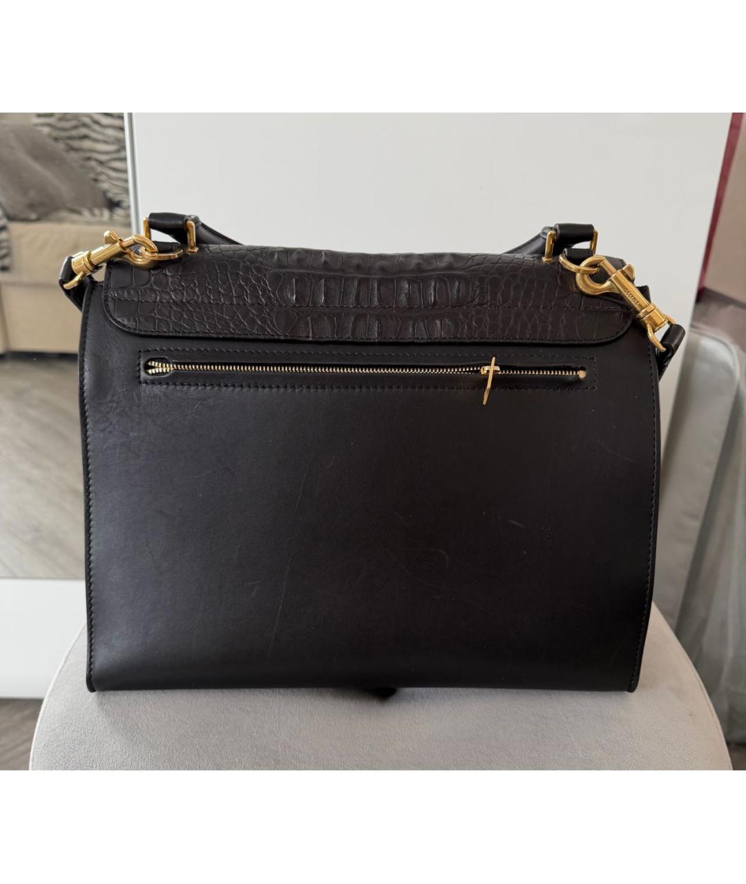 CELINE Черная сумка с короткими ручками из экзотической кожи, фото 3