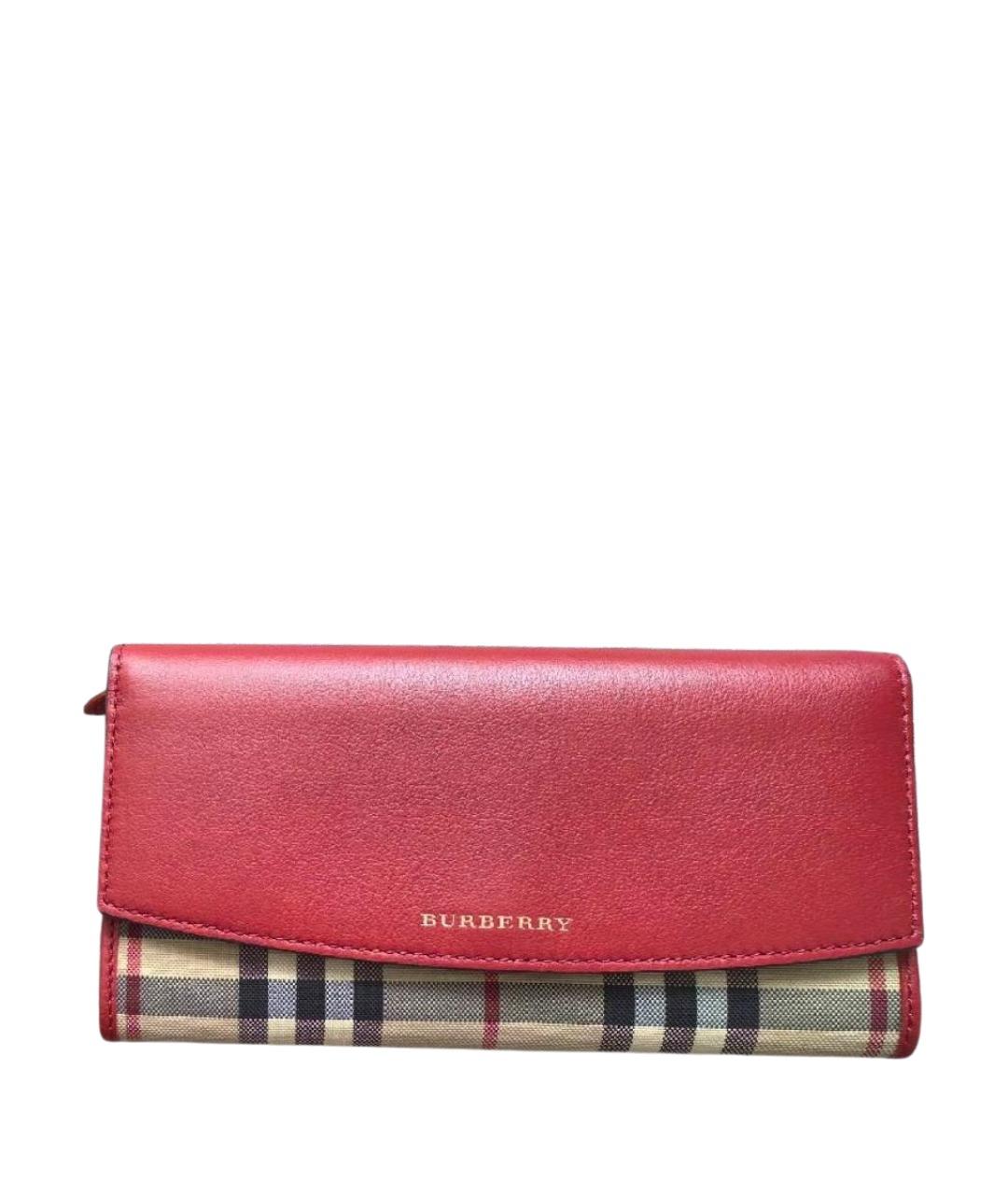 BURBERRY Красный кожаный кошелек, фото 1