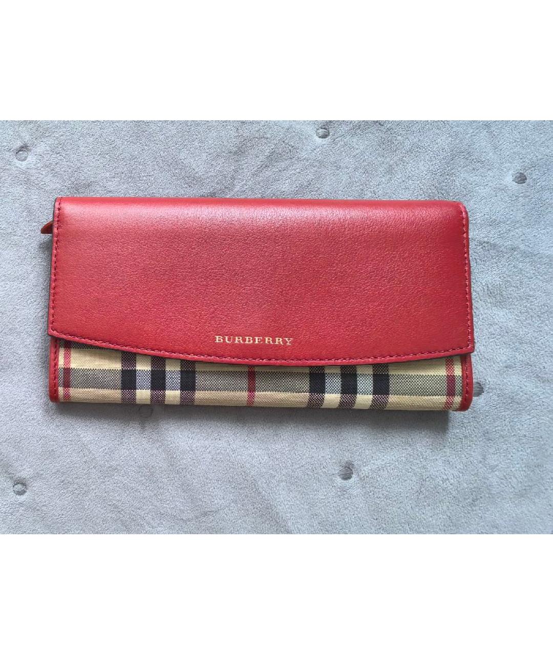 BURBERRY Красный кожаный кошелек, фото 8