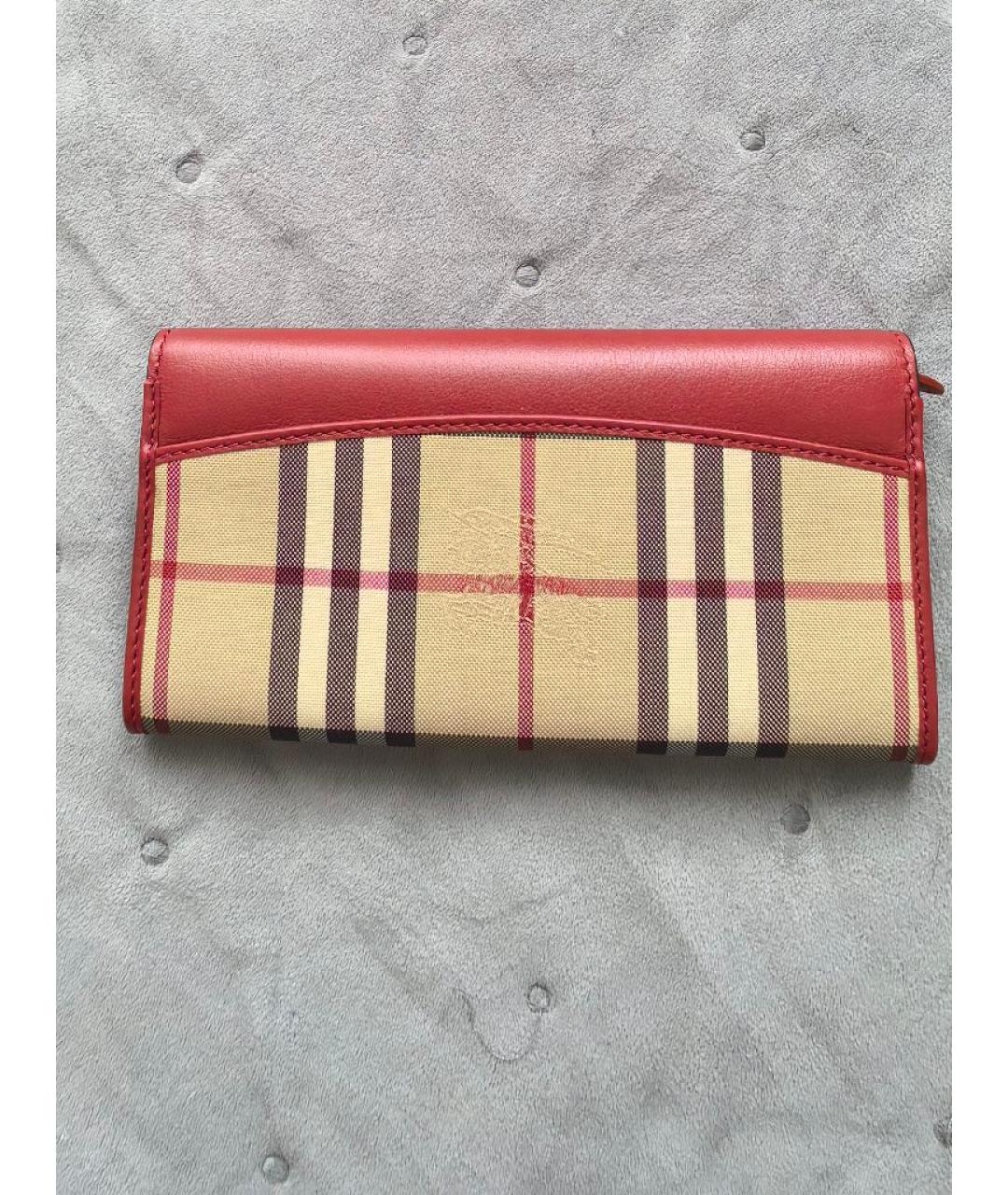 BURBERRY Красный кожаный кошелек, фото 2