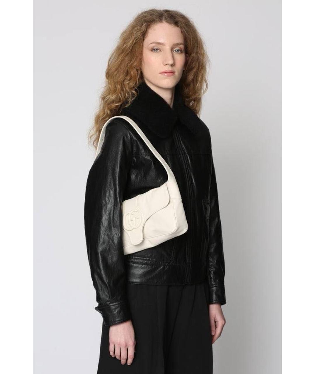 GUCCI Белая кожаная сумка через плечо, фото 5