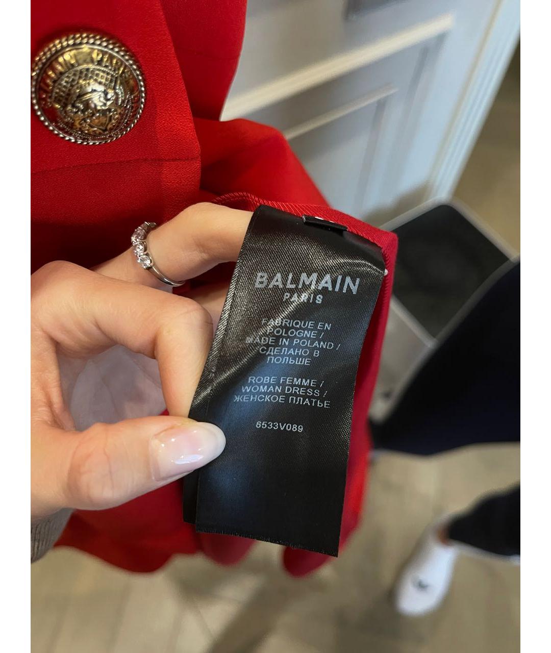 BALMAIN Красное полиэстеровое вечернее платье, фото 4