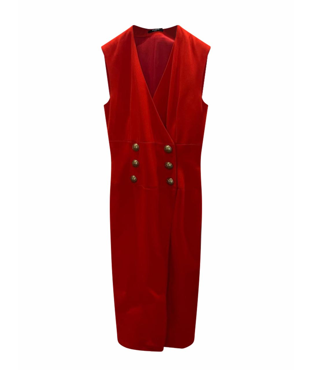 BALMAIN Красное полиэстеровое вечернее платье, фото 1