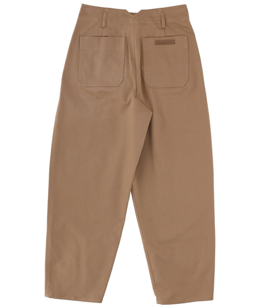 MAX MARA Коричневые хлопковые прямые брюки, фото 2