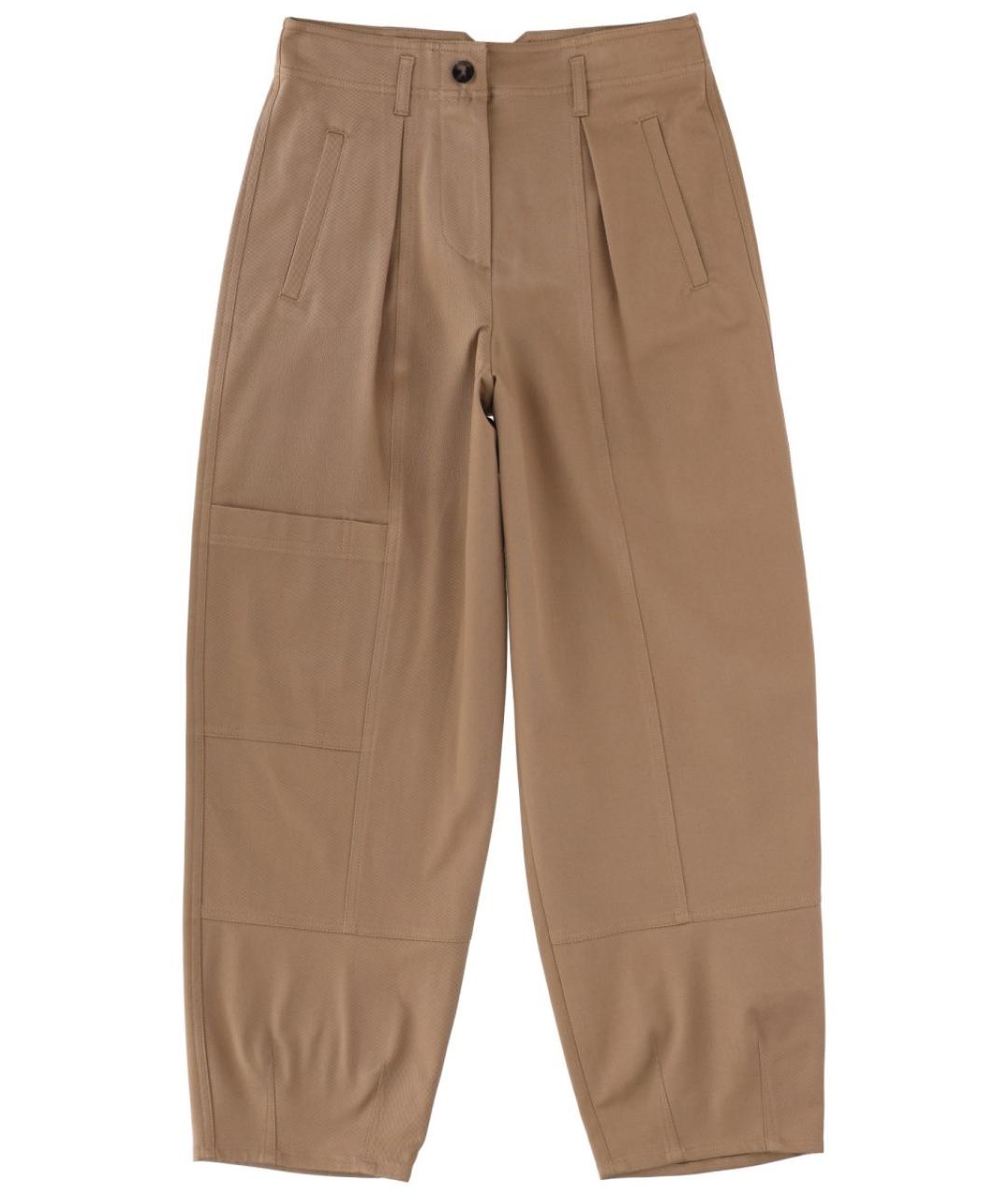 MAX MARA Коричневые хлопковые прямые брюки, фото 3