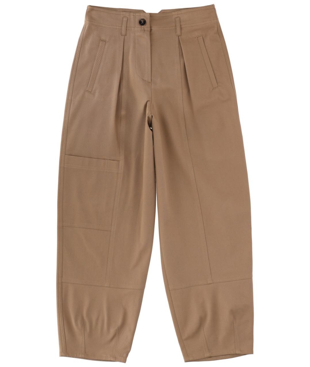 MAX MARA Коричневые хлопковые прямые брюки, фото 1