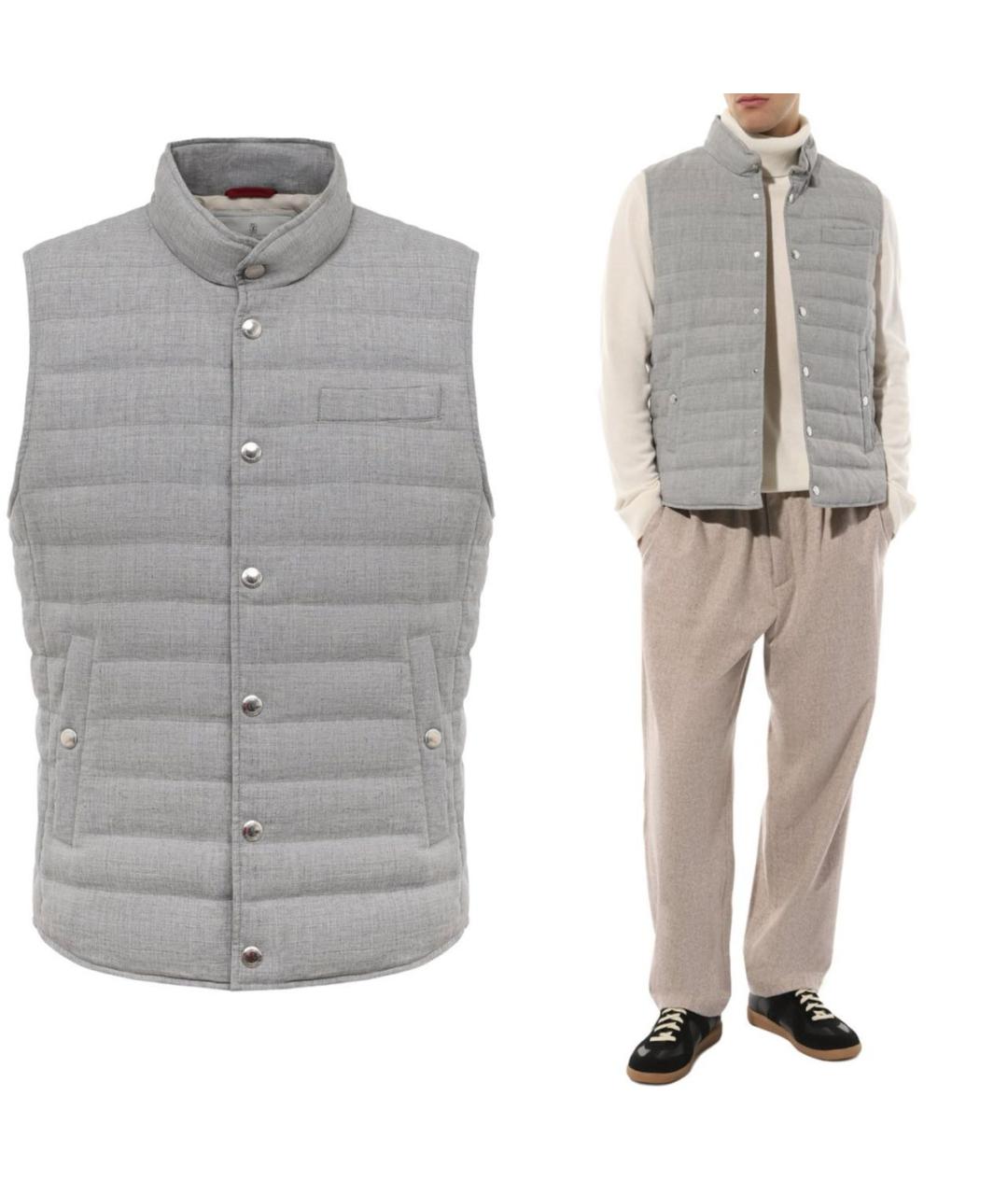 BRUNELLO CUCINELLI Серый льняной жилет, фото 2